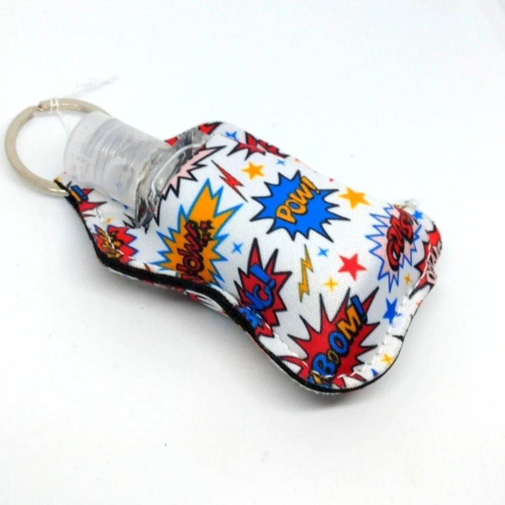 superhero boom sanitizer keychain